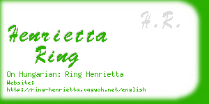 henrietta ring business card